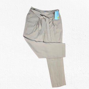 Antonio Melani Beige High Rise Belted Classic Contemporary Dress Pants Size 12